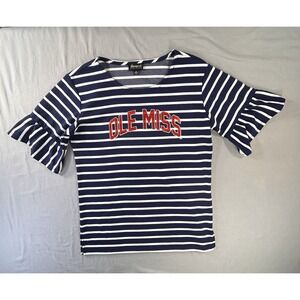 Game‎ Day Couture Ole Miss Blue & White Striped Shirt Women's Medium